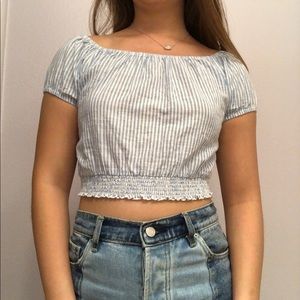 Hollister blue and white crop top